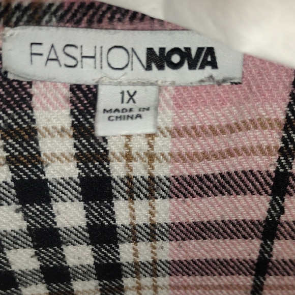 Fashion Nova Pink Plaid Longline Jacket - Picture 2 of 9
